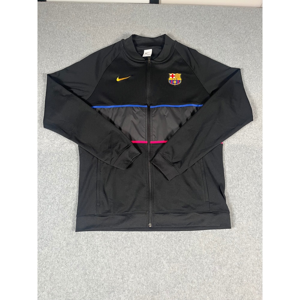 Nike FC Barcelona Track Jacket Mens Large Black Full Zip Soccer DB7812-014